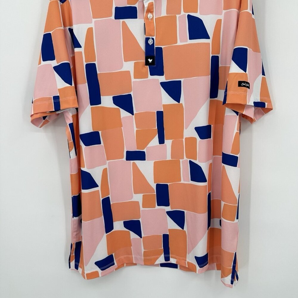 BAD BIRDIE short sleeve golf polo abstract print 2XL performance block party - Picture 5 of 9